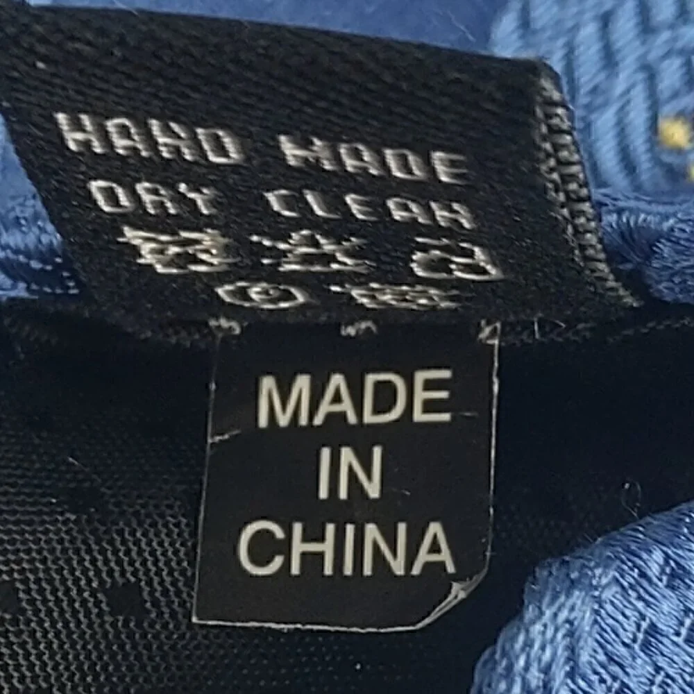 Rooster Men's Blue, Gold, Brown, Paisley Look 100% Silk Necktie - Picture 9 of 9